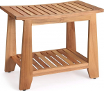 PERFNIQUE teakist du&scaron;ipink, 53 cm, veekindel t&auml;ispuidust vannipink, libisemiskindel teakist du&scaron;ipingi tool koos riiuliga siseruumide du&scaron;&scaron;i, vannitoa ja v&auml;litingimustes kasutamiseks