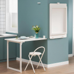 Valge kokkupandav seinalaud, 90 x 60 cm, ruumi s&auml;&auml;stev seinalaud, kokkupandav metalljalgadega, multifunktsionaalne k&ouml;&ouml;gilaud, laud, arvutilaud