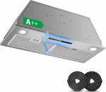 KICHPOWER sisseehitatud pliidikupu 72 cm, v&auml;ljat&otilde;mbekupu, 400 m&sup3;/h v&auml;ljat&otilde;mbekupu, 3 v&otilde;imsustasemet ja v&otilde;imendav funktsioon, viipekontroll, puutetundlik juhtimine, v&auml;ljat&otilde;mme/ringlus&otilde;hk koos aktiivs&ouml;ega