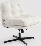 MEUBLE COSY tugitool, Lounge tool reguleeritava k&otilde;rguse ja kiikumise funktsiooniga, l&otilde;&otilde;gastav tool, 360&deg; p&ouml;&ouml;ratav, meigitool, polsterdatud tool magamistuppa, elutuppa, vanity, Boucl&eacute; kangas, valge