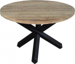 SAM Runis &uuml;mmargune s&ouml;&ouml;gilaud 120 cm, massiivne mangopuit ja naturaalv&auml;rvi, must metallist t&auml;hekujuline alus, kahekordne lauaplaat 50 mm (25 + 25 mm).