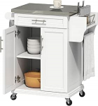 HOMCOM k&ouml;&ouml;gisaar kaasaegne k&ouml;&ouml;gikapp kaasaegne k&ouml;&ouml;gibuffee kapp 4 rattaga 1 sahtli 1 r&auml;tikuriiul 1 maitseaineriiul ja reguleeritav riiul 83,5 x 45,7 x 90,5 cm valge