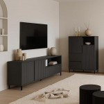 Lomadox Wohnzimmer M&ouml;bel Set in Anthrazit modern mit Lowboard & Highboard, 2-teilig, Wohnwand, Anbauwand, Fernsehwand, Fernsehschrank, Kommode, Wohnzimmer-Set