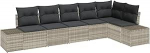 6-teiliges Garten-Sofa-Set mit Kissen Hellgrau Poly Rattan. Gartenlounge mudel3347082