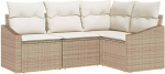 4-teiliges Garten-Sofa-Set mit Kissen Beige Poly Rattan Gartenlounge Model3346701
