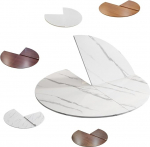 Faltbare runde Tischplatte, 200 cm, 4-fach gefaltet, tempor&auml;re Esstischverl&auml;ngerung f&uuml;r Veranstaltungen, Partys und Hochzeiten, wei&szlig;es Marmor-Finish, perfekt f&uuml;r Unterhaltung (200 cm)