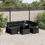 Garten-Sofagarnitur Ecksofa Schwarz PE-Rattan 62x62x69cm - UV-best&auml;ndig und wasserdicht Model3268095