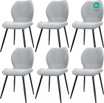 JIJIAN Dining Room Chairs, Set of 6, Dining Chairs, Kitchen Chairs, Living Room Dining Chairs, Padded Chairs, Ergonomically Designed Linen Chairs for Dining Room, Kitchen, Bedroom, Reception, Grey