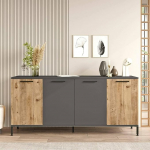 Dmora Alfrick sahtlikapp, elutoa buffet, elutoa k&uuml;ljepaneel, kaasaegne k&ouml;&ouml;gikapp, 160 x 40 x 72 cm, tamm ja antratsiit