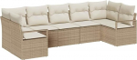 7-teiliges Garten-Sofa-Set mit Kissen in Beige Poly-Rattan, 2-Sitzer Garten-Sofa mit Kissen in Beige Poly-Rattan Gartenlounge Model3346531