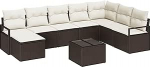 8-teiliges Garten Sofa Set mit Kissen - Graues Poly Rattan Gartenlounge Model3346508