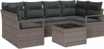 7-teiliges Garten-Sofa-Set mit Kissen aus grauem Poly-Rattan, 2-Sitzer Garten-Sofa mit Kissen aus grauem Poly-Rattan Gartenlounge Model3346279