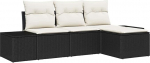 Mudel 3355676 4-osaline aia diivan komplekt koos padjadega mustast pol&uuml; rotangist aiasaaliga