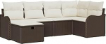 Gartensofa-Set mit Kissen 6 tk Braun und Creme Poly-Rattan Gartenm&ouml;bel Model3358977