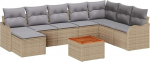9-teiliges Garten-Sofaset mit Kissen Beige Poly Rattan Akazie, 2-Sitzer-Garten-Sofa mit Kissen Beige Poly Rattan Gartenlounge Model3347490