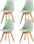 EGGREE Set of 4 Dining Room Chairs, Scandinavian Design, SGS-Tested, Kitchen Chairs, Dining Chairs, Padded Chairs with Solid Beech Legs, Ice Cream Green