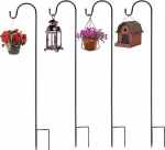 CiCixixi Shepherd Hooks 120 cm, 4 tk Shepherd Hooks, Garden Double Hook Latern Pole, Metal Garden Stake koos konksudega, Latern Pole, Shepherd's Arch Hooks for Bird Cages, Plant Baskets