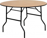 Flash Furniture 4ft Folding Wooden Banquet Table with Clear Coating Metal Plywood Natural Round 48"