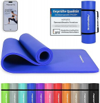 MSports Premium v&otilde;imlemismatt koos kanderaamiga + treeningplakat + treeningrakendus - nahas&otilde;bralik spordimatt, 190 x 60, 80 v&otilde;i 100 x 1,5 cm, erinevad v&auml;rvid, ftalaadivaba joogamatt, sinine, 190 x 80 x 1,5 cm.