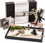Zen Garden Set 11 x 8 Inch Premium Jaapani liiva miniatuurne kinkekomplekt koju ja kontorisse, kivide aed, 6 t&ouml;&ouml;riista, 12 funktsiooni, liiv. Zen meditatsiooni dekoratsioon ja Jaapani dekoratsioon