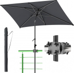 4smile R&otilde;duvarju 210 x 140 cm, antratsiit - UV50+ ristk&uuml;likukujuline, reguleeritava k&otilde;rgusega ja v&auml;ntmehhanismiga, aeda ja terrassile, koos p&auml;ikesevarju hoidja ja kaitsekattega.