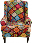 Highdi 2-Piece Wing Chair Cover, Armchair Throws, Wing Chair Protective Covers, Elastic Stretch Tiger Chair Cover with Armrest, High Backrest, Universal (Mandala)