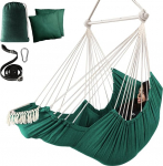 Chihee Hanging Chair, Hanging Swing, 2 Cushions Included, Durable Spreader Bar, Hanging Chair Made of Cotton Fabric, Side Pocket, Large Tassel Chair Set, Footrest Support, Lower Leg, Foot, Comfortable
