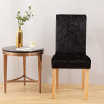 LinFortune 4er Set Stuhlhussen aus Pannesamt f&uuml;r Esszimmer Stretch Parsons Stuhl K&uuml;chen Schonbez&uuml;ge abnehmbar rutschfest waschbar Sitzschutz f&uuml;r K&uuml;che und Hotel (4 Schwarz)