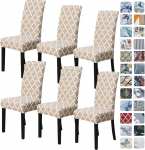 SPRINGRICO Chair Covers for Dining Room 6 Pack, Stretch Dining Chair Cover, Washable Spandex Kitchen Parsons Chair Slipcovers, Removable Seat Protector for Home or Party (Set of 6, Style1)