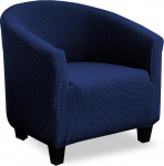 V-TIMMIX Club Chair Cover Stretch Sofa Slipcover 1 Piece Couch Furniture Protector Jacquard Spandex Armchair Covers (Navy Blue)