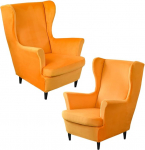 Namzi Sofa-Schonbezug aus Samt, dehnbar, mit elastischer Unterseite, einfarbig, Pl&uuml;sch, Sofabezug, M&ouml;belschutz, Couch, weich mit elastischer Unterseite, Orange, 2 komplekti