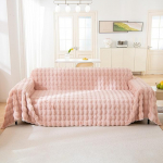 VM VOUGEMARKET Sofabezug, dick, zottelig, flauschig, Pl&uuml;sch-M&ouml;belbezug, weiche &Uuml;berwurfdecke f&uuml;r Couch, Sofa, Bett, Sofa, Schonbezug, Rosa, 180,3 x 340,4 cm