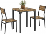 HOMCOM 3-Piece Dining Set with 2 Chairs, Kitchen Table with Metal Frame, Rustic Brown