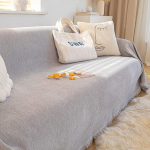 KnSam Home diivanikatted, tavaline diivanikate, 2-kohaline tupsuga, kriimustuskindlad kaitsvad katted, &scaron;enill elutuppa (180 x 260 cm, helehall)