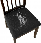 KELUINA Stretch 2024 Jacquard s&ouml;&ouml;gitooli istme katted eemaldatavad pestavad tolmuvastased s&ouml;&ouml;gitooli istmepadjad koos pandlaga, must, 6 paketti