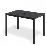 Clevich aialaud vihmavarju avaga, 110 x 70 cm, ilmastikukindel r&otilde;dulaud, alumiiniumist, WPC ristk&uuml;likukujuline laud v&auml;ljas, libisemisvastane ja ilmastikukindel, pakub ruumi 4-6 inimesele, must