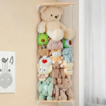 SUNMON Cuddly Toy Storage Wall Shelf Corner Stuffed Toy Storage Organiser Wall Mounted 1,8 meetri ladustamisruumi Plush Toy Storage Net Space Saving Wall Shelf Wood for Children's Room Playroom