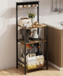 Coffee Bar Station 4-tasandiline nurgak&uuml;psetushoidja 5 konksu ja traatkorviga, kohvimasinate stend v&auml;ikese ruumi jaoks, k&ouml;&ouml;giriiul esikusse, elutuppa, kohvikusse, must, 41,9 x 33 x