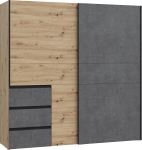 FORTE WINN 2 garderoobikapp, garderoobikapp, l&uuml;kanduksega garderoobikapp sahtlitega, magamistoa kapp, puidudekoratsioon: 200 cm lai x 200 cm k&otilde;rge x 61,2 cm s&uuml;gav.