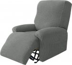 Highdi Stretch Cover for Relaxing Chair, Complete Armchair Protector, Stretch Recliner Chair Covers, 1 Piece, Plain Corn Fleece, Elastic Armchair Cover for TV Chair, Lounger, Armchair (Dark Grey)