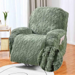 Highdi Stretch Cover for Recliner Chair, Complete Armchair Protector, Stretch Recliner Chair Covers - Plain Jacquard Plush Elastic Armchair Cover for TV Chair, Lounger, Armchair (Matcha Green, 1