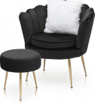 Magshion Velvet tool koos Ottoman Wavy Siluett Modern tool elutuppa ja magamistuppa Must &scaron;ikk tool elutuba tool 250lb v&otilde;imekus