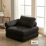 Kokkupandav 4-in-1 diivanvoodi, istmekott, lamamistool, m&auml;ngusohva, voodi/k&uuml;lalisvoodi, tugitool, v&auml;ikestesse ruumidesse, magamistubadesse ja elutubadesse, must, 95 cm, k&auml;etugedega.