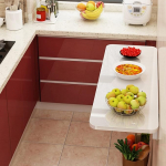 An der Wand montierter Klapptisch mit W&auml;schest&auml;nder aus Holz, zusammenklappbar, Robustes Regal, Bank, platzsparend, f&uuml;r K&uuml;che und Esszimmer, Schreibtisch f&uuml;r Computer, Trestl
