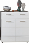 trendteam smart living - Line - Sahtlikapp - suitsuh&otilde;bedane/valge k&otilde;rgl&auml;ikega - kingakapp, kus on ruumi 12 paarile kingadele - (S x K x S) 80 x 87 x 35 cm - l&auml;ikivad kroomitud k&auml;epidemed - kriimustuskindel