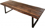 SAM Ramon s&ouml;&ouml;gilaud, 300 x 100 cm, taaskasutatud taaskasutatud puit, massiivne s&ouml;&ouml;gilaud, 50 mm (25 + 25 mm kahekordistatud), puidust laud U-metallist raamiga, musta v&auml;rvi.