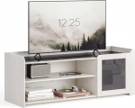 Mondeer TV kapp, teleri statiiv karastatud klaasiga, kaasaegne stiil, kuni 55 tolli, elutuppa, magamistuppa, W120 x K45 x S40 cm, kreemvalge, kreemvalge
