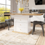 Puidust pikendatav s&ouml;&ouml;gilaud, 110-140 x 80 x 75 cm, k&ouml;&ouml;gilaud, pikendatav koos hoiuriiulite ja sahtlitega, ristk&uuml;likukujuline teleskooplaud, kaasaegne s&ouml;&ouml;gilaud k&ouml;&ouml;ki (valge + B)