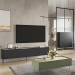 Kodum&ouml;&ouml;blikomplekt seinakapp mustas matt ja oliivrohelises tammepuidust 3-osaline koos kohvilauda, k&otilde;rg- ja madallauaga, kaasaegne, k&auml;epidemevaba