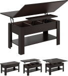 Kohvilaud reguleeritava k&otilde;rgusega, 3-in-1 multifunktsionaalne elutoa laud, kohvilaud, peidetud hoiukoht, avatud kamber, saab kasutada s&ouml;&ouml;gilaudina elutuppa, kontorisse, must pruun